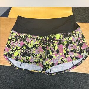 Lululemon Athletica Black and Floral Women's Athletic Shorts